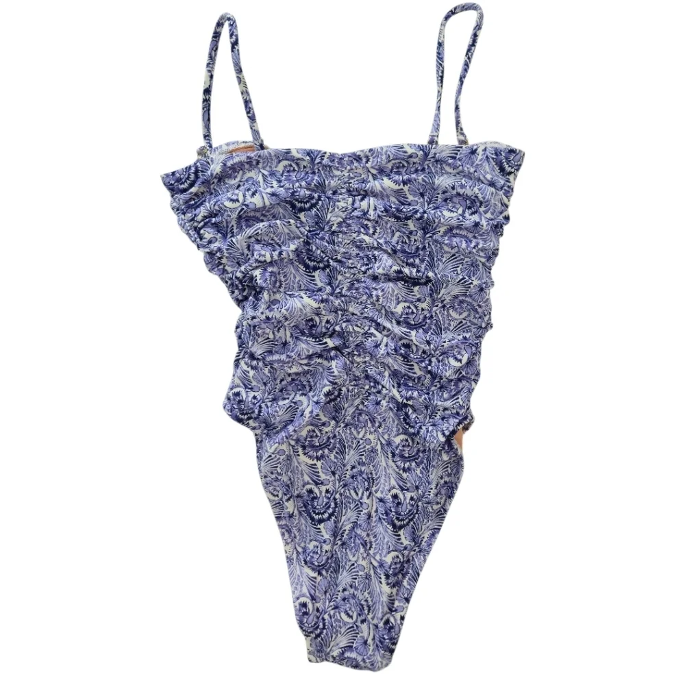 J. Crew Ruched Re-Imagined Floral One Piece Swimsuit Size 2 NWT Swimwear